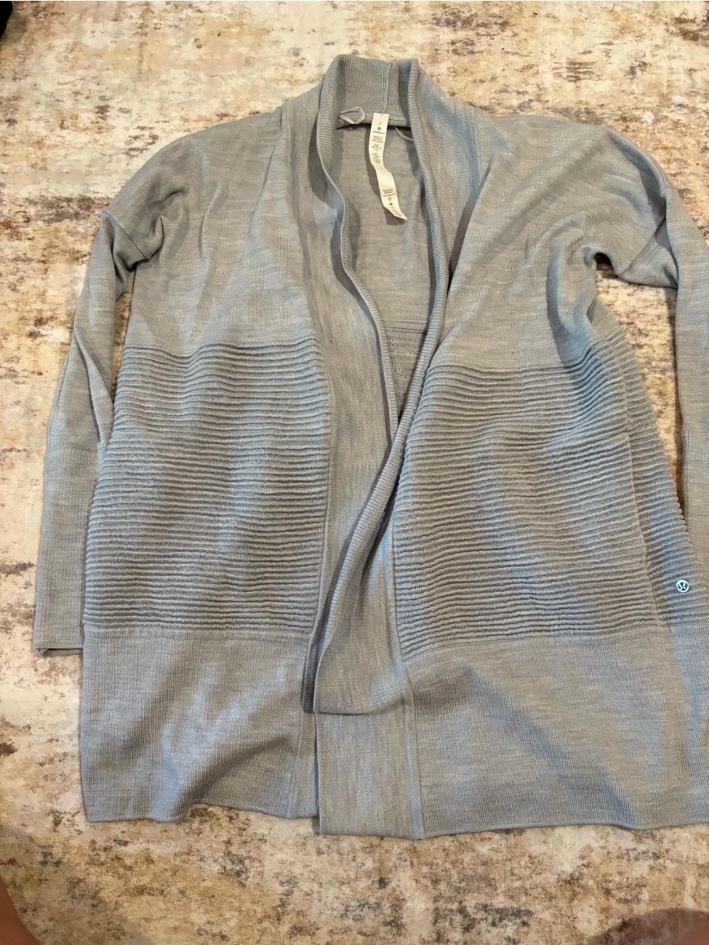 lululemon athletica Light grey Open-Front Ribbed Cardigan shaul